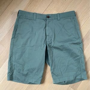 J. Crew Stretch Chino Short Mens 31 Waist Green Khaki Shorts Pockets Cotton